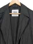 Vorschaubild 4 von Klassischer Mantel Damen Schwarz Gr. 40/L Lyocell Uni Langarm Ungefüttert