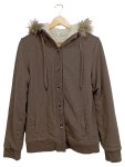 Vorschaubild 1 von Pelzjacke Damen Gr. 40/L Braun Baumwolle Polyester Uni Casual Langarm