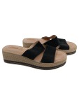 Vorschaubild 1 von Damen Pantoletten Gr. 41 Schwarz Casual Keilabsatz Sandalen