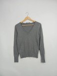Vorschaubild 2 von Pullover Damen Gr. 38/M Grau Viskose Polyamid Uni Casual Langarm