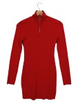 Vorschaubild 1 von Damen Strickkleid Rot Gr. 36 Modern Langarm Reißverschluss Kragen