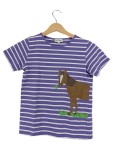 Vorschaubild 1 von Kinder T-Shirt Gr. 146 Lila Gestreift mit Pferd Casual