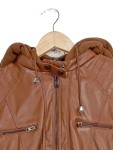Vorschaubild 3 von Damen Kunstlederjacke mit Kapuze Braun Gr. 40/L Modern