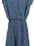 Vorschaubild 3 von Freizeitkleid Damen Blau Gr. 38/M Viskose Blumenmuster Feminin 85 cm Knopf