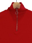 Vorschaubild 3 von Damen Strickkleid Rot Gr. 36 Modern Langarm Reißverschluss Kragen
