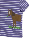 Vorschaubild 2 von Kinder T-Shirt Gr. 146 Lila Gestreift mit Pferd Casual