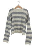 Vorschaubild 1 von Kinder Pullover Strickpullover Zopfmuster Gestreift Grau Gr. 152