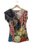 Vorschaubild 1 von Damen T-Shirt Gr. 40/L Blumenmuster Mehrfarbig Kurzarm