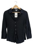 Vorschaubild 1 von Hemdbluse Damen Gr. 38/M Schwarz Baumwolle Uni Casual 3/4-Arm Knopf