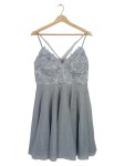 Vorschaubild 1 von Damen Abendkleid Gr. 42 XL Blau Elegant Blumenmuster