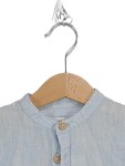 Vorschaubild 5 von Freizeithemd Kinder Gr. 110 Blau Leinen Uni Casual Langarm 37 cm Knopf