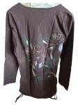 Vorschaubild 2 von Damen Langarmshirt Gr. 40/L Braun Blumenprint Stickerei