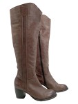 Vorschaubild 1 von Damen Stiefel Gr. 40 Braun Leder Casual Langschaft Reißverschluss