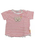 Vorschaubild 1 von Kinder T-Shirt Gr. 62 Rosa gestreift mit Teddy Applikation Baumwolle
