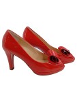 Vorschaubild 1 von Damen Pumps Schleife Lack Rot Peeptoe High Heel Gr. 36 Elegant