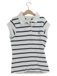 Vorschaubild 1 von Damen Poloshirt gestreift kurzarm Baumwolle Gr. 36 weiß