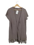 Vorschaubild 1 von Strickjacke Damen Braun Strukturmuster Fransen Kurzarm Gr. 44