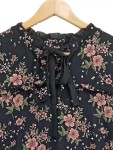 Vorschaubild 2 von Blusenkleid Blumenmuster Midikleid Damen Schwarz L