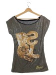 Vorschaubild 1 von Damen Top Silber Pailletten Print Gr. 38/M Glamourös Party