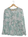 Vorschaubild 1 von Damen Bluse Gr. 40 Grün Tropisches Blumenmuster Langarm