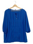 Vorschaubild 1 von Damen Bluse Gr. 48 Blau Plissee Business