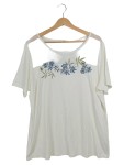 Vorschaubild 1 von Damen T-Shirt Gr. 48 Weiß Casual mit Blumenstickerei