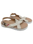 Vorschaubild 1 von Sandalen Damen Beige Gr. 40 Casual Plateau Logo-Print