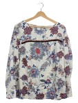 Vorschaubild 1 von Bluse Damen Weiß Gr. 46/3XL Viskose Blumenmuster Feminin Langarm Knopf