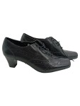 Vorschaubild 1 von Damen Schnürschuhe Leder Schwarz Gr. 37 Brogue Optik Absatz Klassisch