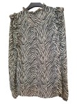 Vorschaubild 2 von Damen Bluse Zebramuster Gr. 34/XS Beige Grün Rüschen