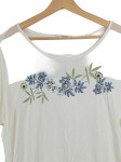 Vorschaubild 2 von Damen T-Shirt Gr. 48 Weiß Casual mit Blumenstickerei