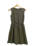 Vorschaubild 1 von Damen festliches Kleid Gr. 34 Oliv Elegant mit Perlenbesatz
