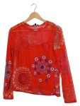 Vorschaubild 1 von Langarmshirt Damen Rot Gr. 42/XL Polyester Blumenmuster Farbenfroh