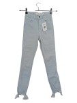 Vorschaubild 1 von Damen Mom Jeans Gr. 32 Blau Gestreift High Waist Fransen