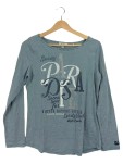 Vorschaubild 1 von Langarmshirt Damen Gr. 38/M Petrol Gestreift Casual Schriftzug