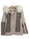 Vorschaubild 1 von Winterjacke Tweed Kunstpelz Damen Gr. 40 Beige