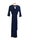 Vorschaubild 1 von Damen Maxikleid Gr. M Dunkelblau Wickeloptik Plissee Elegant