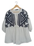 Vorschaubild 1 von Damen Bluse Gr. 42 Weiß Geometrisches Muster Casual Shirt