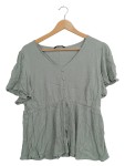 Vorschaubild 1 von Damen Bluse Kurzarm V-Ausschnitt Grün Gr. 42 Casual