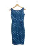 Vorschaubild 1 von Damen Etuikleid Blau Herzmuster Vintage Gr. 36/S Baumwolle