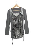 Vorschaubild 1 von Damen Langarmshirt Gr. 34/XS Grau Modern Grafisch