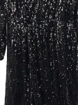 Vorschaubild 3 von Damen festliches Pailletten Wickelkleid Gr. 42/XL Schwarz Glamourös