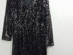 Vorschaubild 2 von Damen festliches Pailletten Wickelkleid Gr. 42/XL Schwarz Glamourös