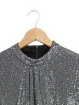 Vorschaubild 3 von Damen festliches Pailletten Kleid Gr. 36 Silber Glamourös