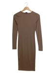 Vorschaubild 1 von Damen Strickkleid Langarm Braun Gr. 36/S Casual Rippstrick