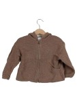 Vorschaubild 1 von Kinder Strickjacke Gr. 86 Braun Baumwolle mit Kapuze Reißverschluss
