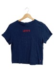 Vorschaubild 1 von Damen T-Shirt Blau Cropped Logo-Print Casual