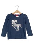 Vorschaubild 1 von Kinder Mädchen Langarmshirt Pailletten-Pferd Gr. 104-110 Blau Casual