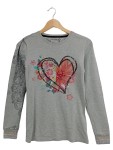 Vorschaubild 1 von Langarmshirt Kinder Gr. 158 Grau Baumwolle Florales Muster Casual Herz