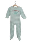 Vorschaubild 1 von Baby Schlafanzug Strampler Wal Motiv Gr. 86 Blau Gestreift